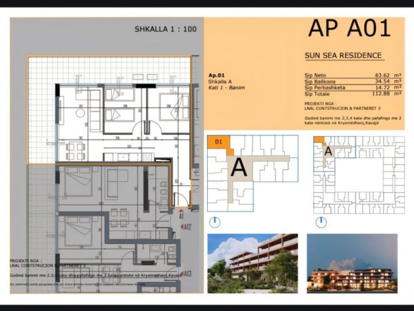 Golem, shitet apartament+verande | Penthouse 2+1 Kati 2, 113 m² 