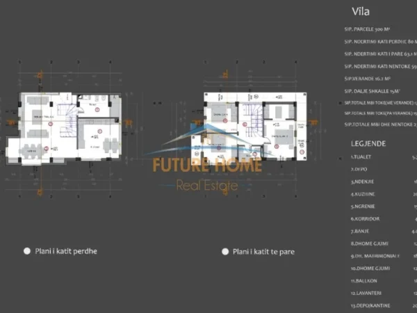 Tirane, shitet Vile 2 Katshe , 233 m² (Lemons Residence, Liqeni i Thate)