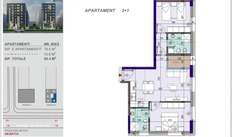 Tirane, shes apartament 2+1+Ballkon Kati 6, 95 m² 109.710 € (Tirana Entry 2)