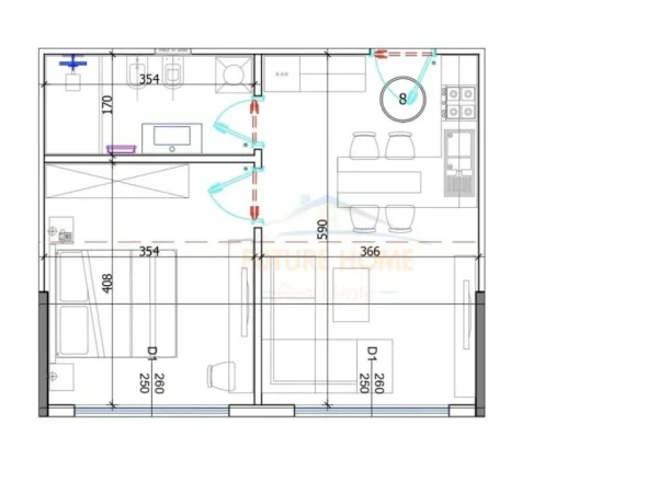 Durres, shitet apartament 1+1 Kati 6, 56 m² 72.540 € (Qerret)
