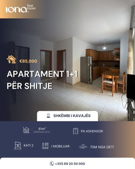 Shkembi Kavajes, shitet apartament 1+1 , 61 m² 85.000 € 
