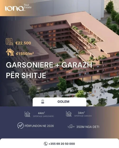 Golem, shitet garsonier , 44 m² (350m Distanc nga deti)