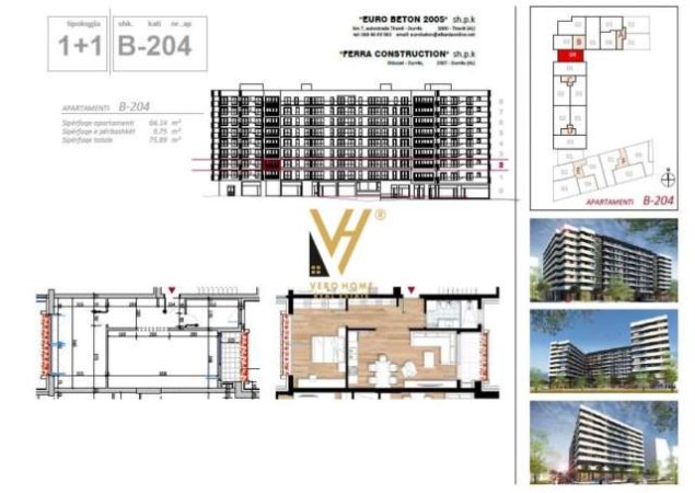 Tirane, shitet apartament 1+1+A+BLK Kati 2, 75 m² 106.246 Euro (don bosko)
