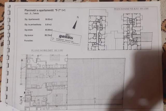 Tirane, shitet apartament 2+1 Kati 5, 60 m² 130.000 Euro (Rruga Jordan Misja)