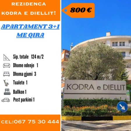 Tirane, jepet me qera Kati 3, 124 m² 800 Euro