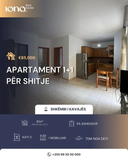 Golem, shitet apartament 1+1 Kati 2, 61 m² 85.000 € (70m Distanc nga Deti)