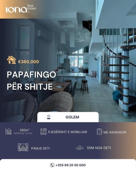 Golem, shitet apartament+verande | Penthouse Kati 4, 260 m² 360.000 € (50m Distanc nga Deti)