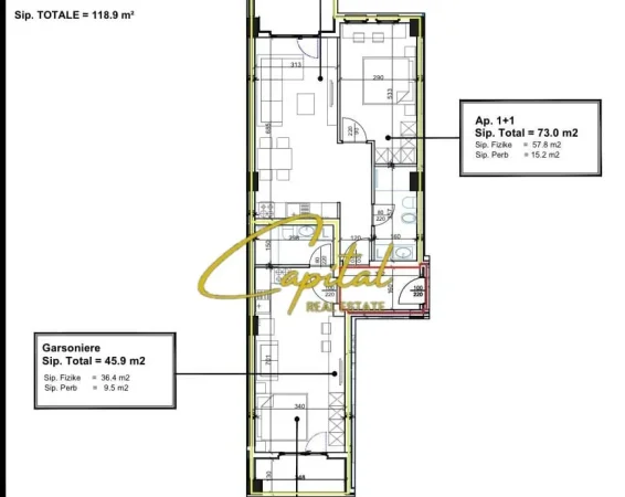 Tirane, shitet apartament 2+1 Kati 5, 73 m² 185.000 € (LAPRAKE)
