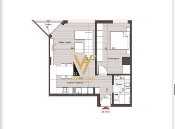 Tirane, shitet apartament 1+1+Ballkon Kati 8, 83 m² 208.000 € (RRUGA MUHAMET GJOLLESHA)