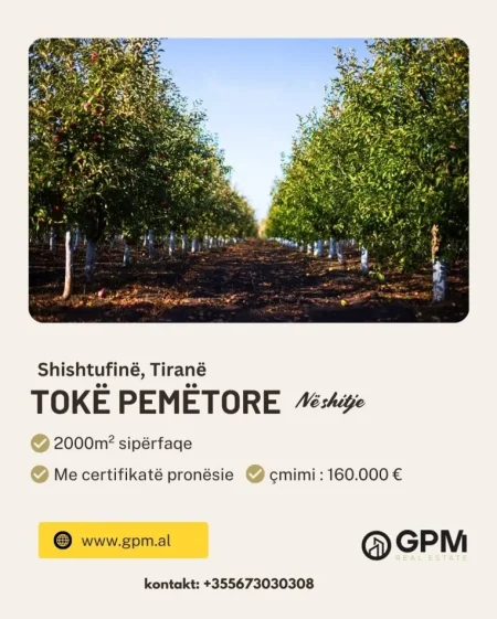 Tirane, shitet toke , 2.000 m² 160.000 € .