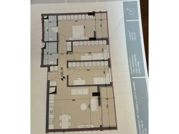 Tirane, shitet apartament 3+1 Kati 6, 131 m² 137.550 € 