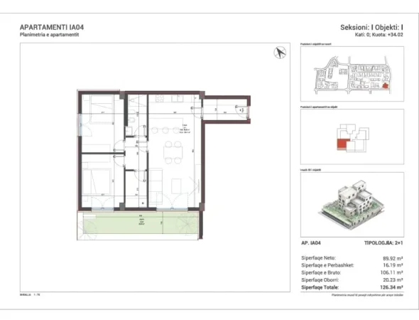 Sarande, shitet apartament 2+1 Kati 0, 126 m² 309.514 € 