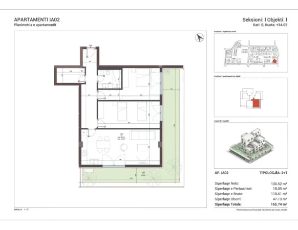 Sarande, shitet apartament 2+1 Kati 0, 166 m² 380.299 € 