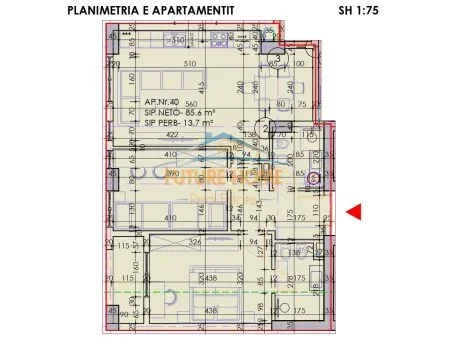 Tirane, shitet apartament 2+1 Kati 6, 99 m² 13.226.000 € 