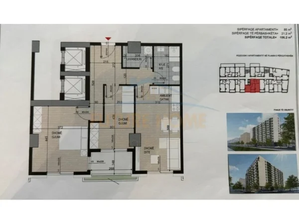 Tirane, shitet apartament 2+1+Ballkon Kati 1, 106 m² 132.750 € (Fusha e Aviacionit, Tiranë)