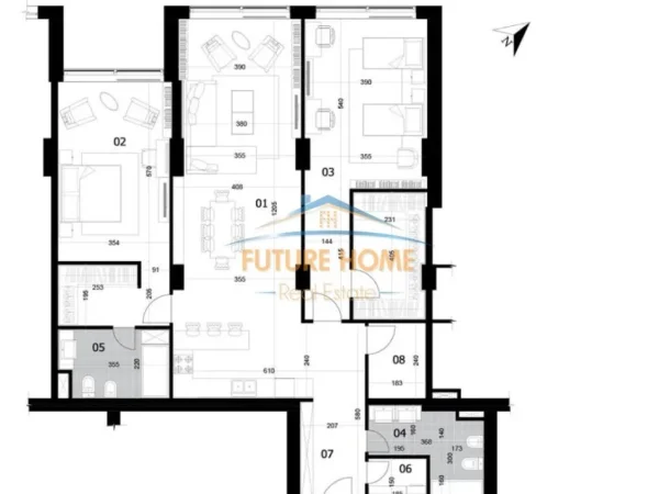 Tirane, shitet apartament 2+1 Kati 21, 210 m² (Rruga e Elbasanit,DownTown 1)