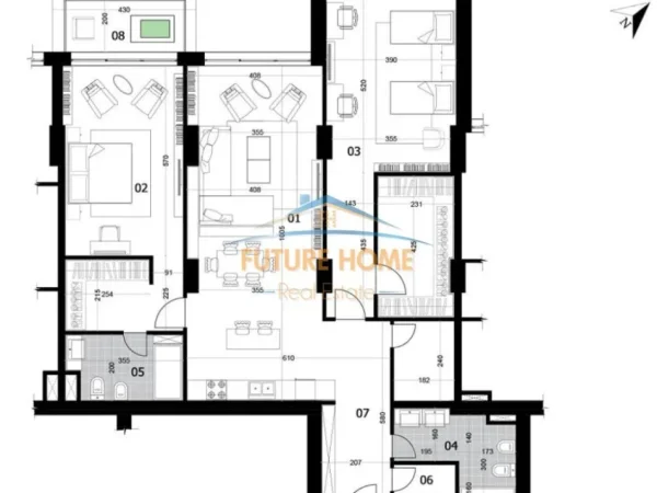 Tirane, shitet apartament 2+1 Kati 19, 211 m² (Rruga e Elbasanit, DownTown 1)