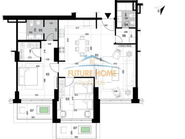 Tirane, shitet apartament 2+1 Kati 19, 171 m² (Rruga e Elbasanit,DownTown 1)