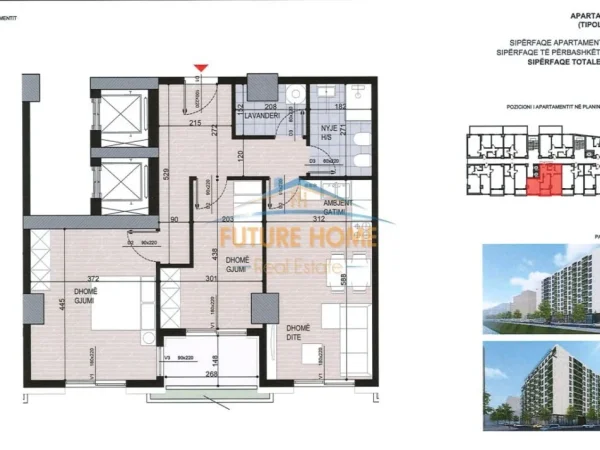Tirane, shitet apartament 2+1+Ballkon Kati 6, 106 m² 154.000 € (Fusha e Aviacionit, Tiranë)