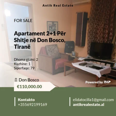 Tirane, shitet apartament 2+1+Ballkon Kati 6, 79 m² 110.000 € 