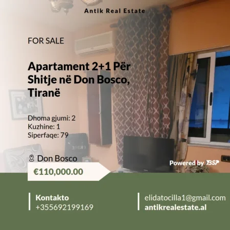 Tirane, shitet apartament 2+1+Ballkon Kati 6, 79 m² 110.000 € 