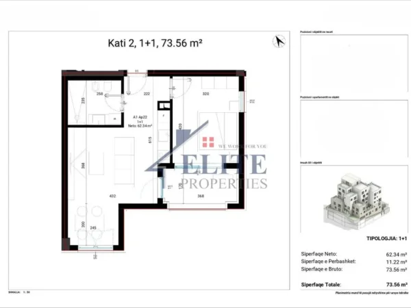Vlore, shitet apartament 2+1+Ballkon Kati 2, 111 m² 301.617 € 
