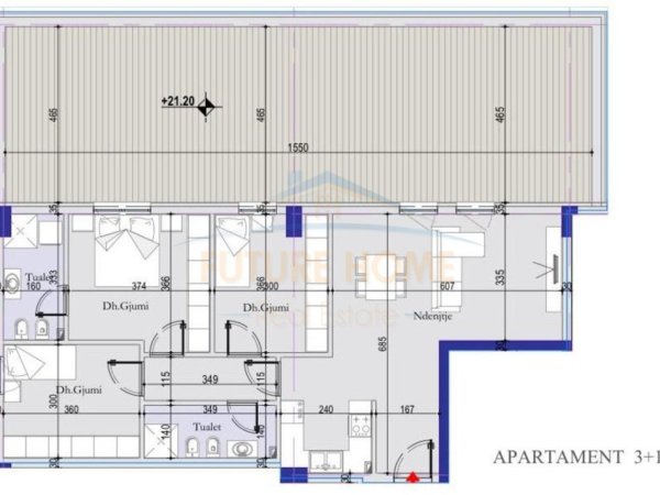 Tirane, shitet apartament 3+1 , 116 m² 190.000 € (Tirana Entry 2, Tiranë)