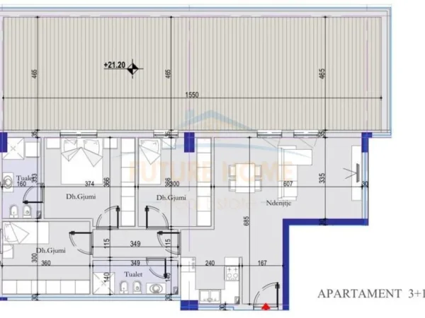 Tirane, shitet apartament 3+1 , 116 m² 190.000 € (Tirana Entry 2, Tiranë)