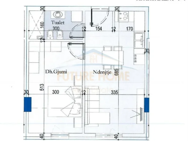 Tirane, shitet apartament 1+1 Kati 1, 59 m² 73.870 € (Tirana Entry 2, Tiranë)