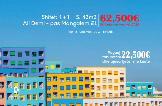 Shitet: 1+1 Perfekt📍Ali dem - Afër Mangalem 21 || 62,500€ ||   Pagesë me disa ( Mundësi Financimi ) Paguaj Tani Vetëm 22,500€✅