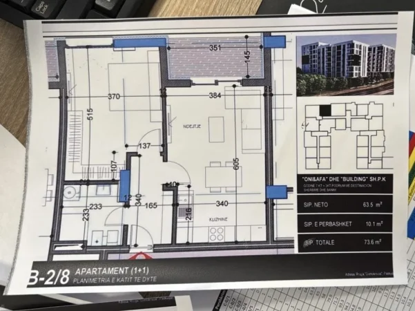 Tirane, shitet apartament 2+1+Ballkon Kati 2, 74 m² 73.600 € (Belfiore 1 Paskuqan Cmim Kleringu 1000€/m2)