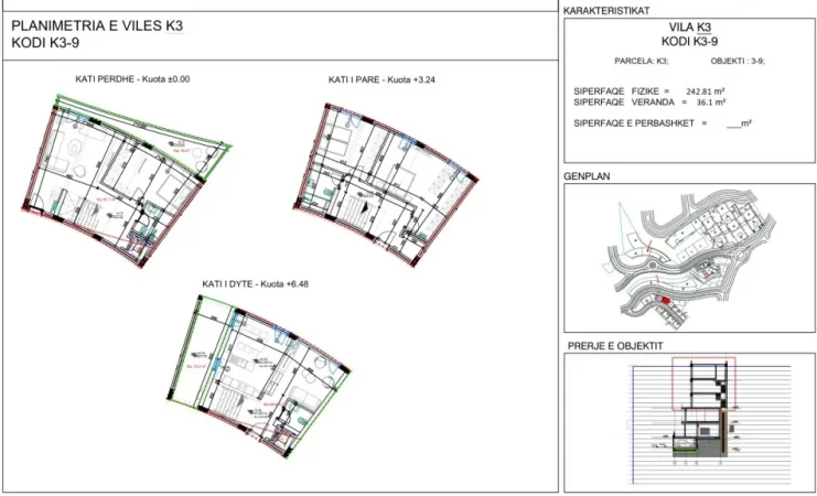 Tirane, shitet Vile 3 Katshe , 243 m² 526.000 € (residenca kodra e diellit 1)