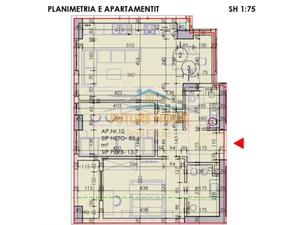 Tirane, shitet apartament 2+1 Kati 1, 99 m² 134.055 € (Rruga Dom Nikoll Marku, Shkolla Bajram Curri, Tirane)