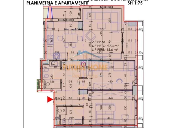Tirane, shitet apartament 2+1 Kati 7, 113 m² 152.400 € (Rruga Dom Nikoll Marku, Shkolla Bajram Curri, Tirane)