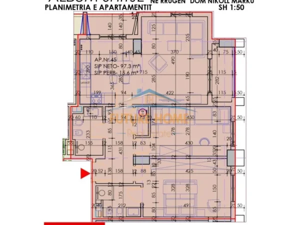shitet apartament 2+1 , 113 m² 152.400 € (Rruga Dom Nikoll Marku, Shkolla Bajram Curri, Tirane)