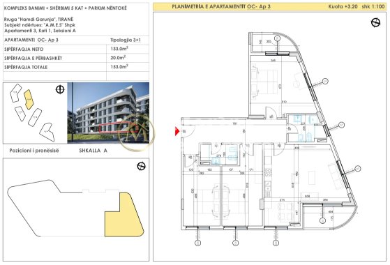 Tirane, shes apartament 3+1 Kati 1, 153 m² 306.000 € (Liqeni i Thate)