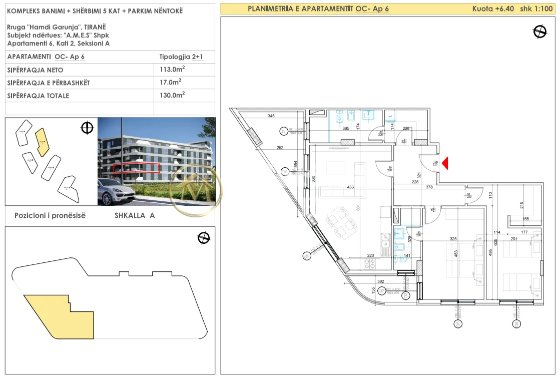 Tirane, shes apartament 2+1 Kati 2, 130 m² 260.000 € (Liqeni i thate)