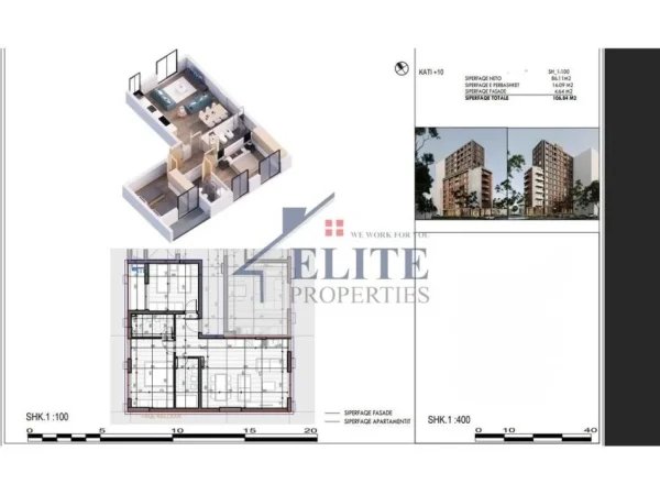 Tirane, shitet apartament 2+1+Ballkon Kati 10, 106 m² 170.944 € 