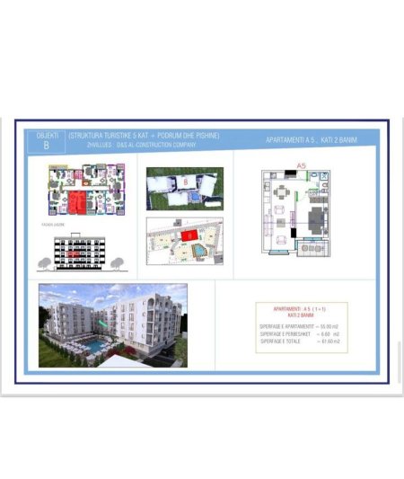 Golem, shitet apartament 1+1+Aneks+Ballkon Kati 2, 62 m² 82.000 € 