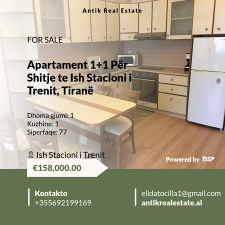 Tirane, shitet apartament 1+1 Kati 2, 77 m² 158.000 €