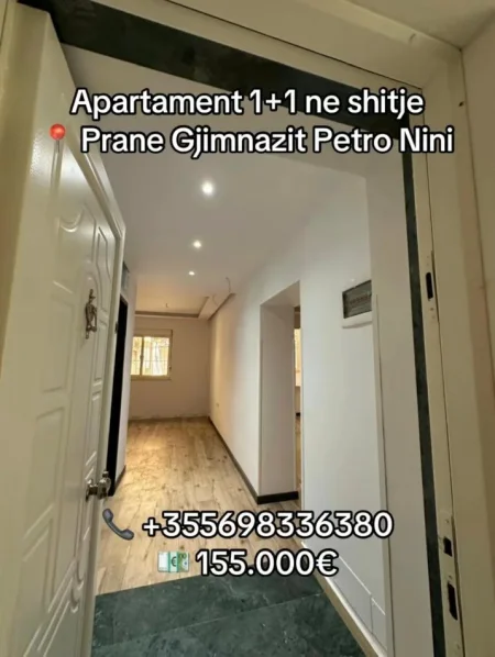 Tirane, shitet apartament 1+1 Kati 1, 62 m² (Prane Gjimnazit Petro Nini)