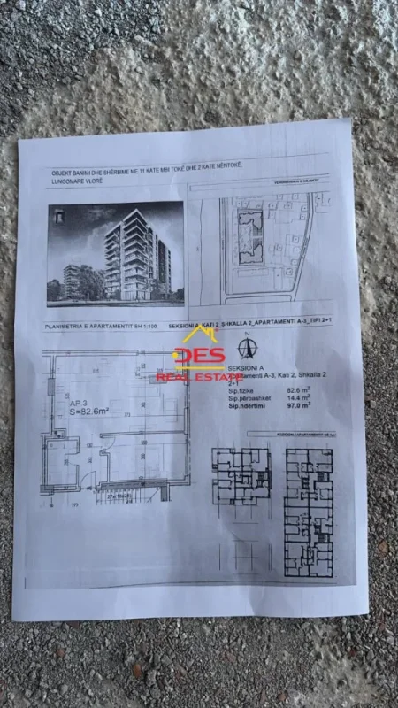 Vlore, shitet apartament 2+1+Ballkon Kati 2, 97 m² (Lungomare, Vlorë)