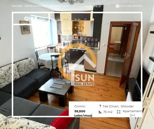 Shkoder, jepet me qera apartament 2+1 Kati 3, 75 m² (CINARI, SHKODER)