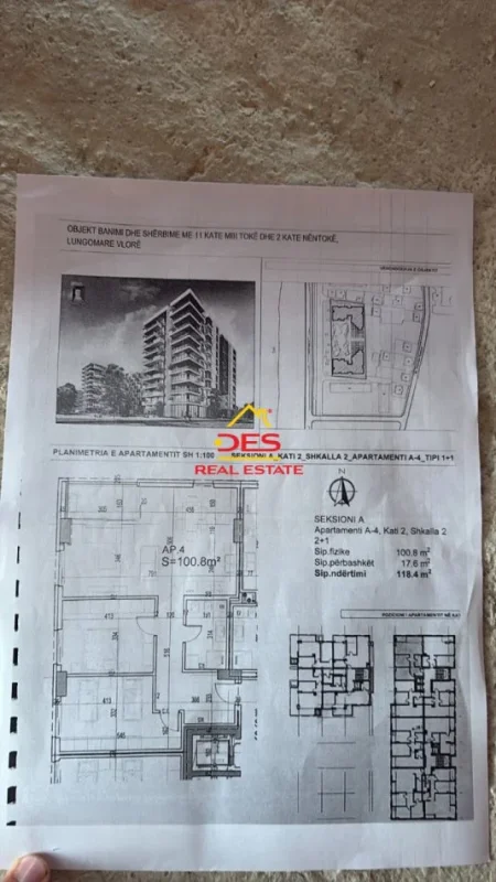 Vlore, shitet apartament 2+1+Ballkon Kati 2, 118 m² (Lungomare,Vlorë)