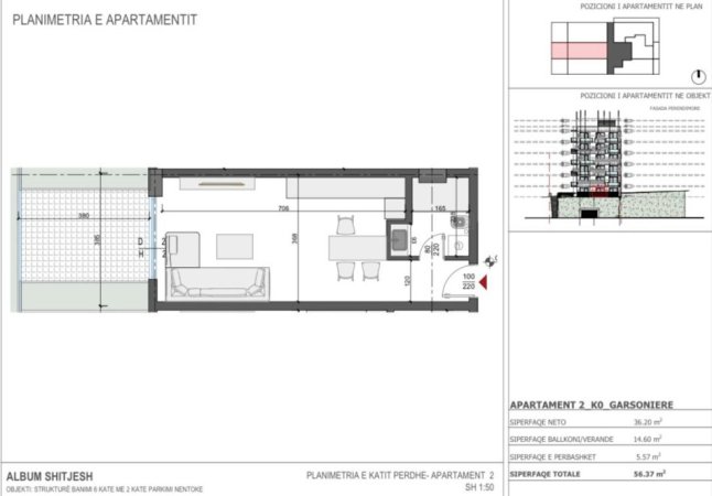 Sarande, shitet garsonier Kati 0, 56 m² 