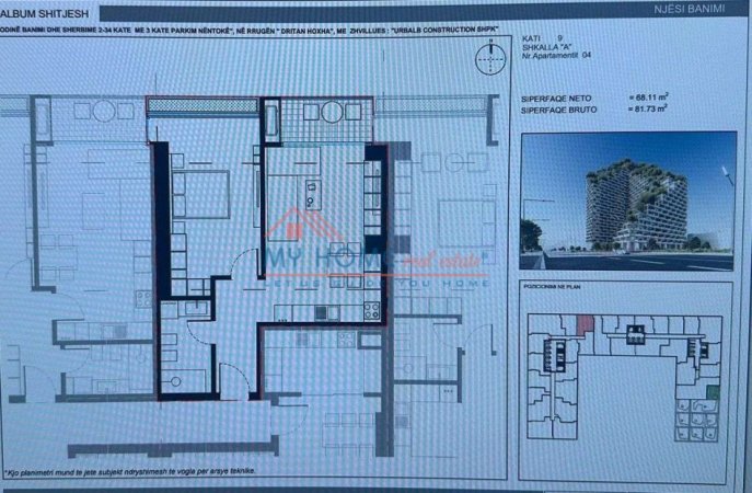 Tirane, shitet apartament 1+1+Ballkon Kati 9, 81 m² 164.000 € (Lion Park 2)