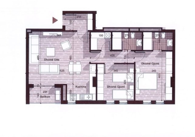 Tirane, shitet apartament 2+1+Ballkon Kati 2, 112 m² 117.500 € (Univers City I perfunduar)