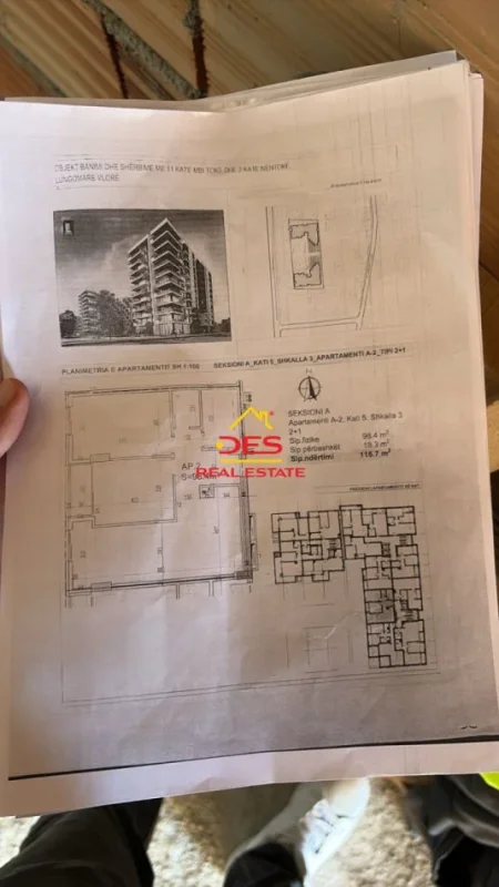 Vlore, shitet apartament 2+1+Ballkon Kati 5, 116 m² (Lungomare, Vlorë)