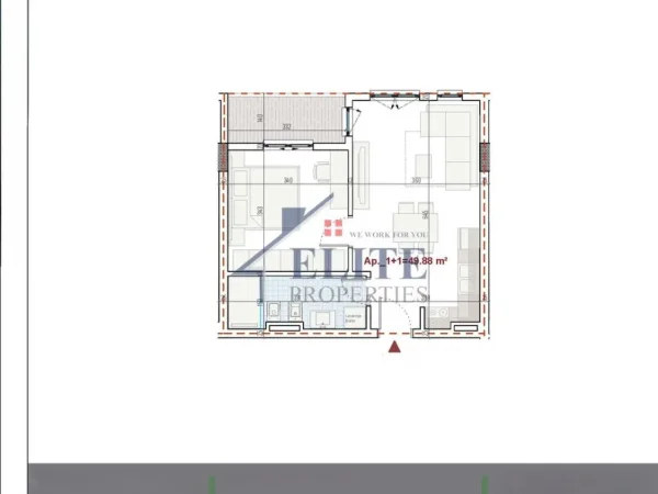 Tirane, shitet apartament 1+1+Ballkon Kati 5, 57 m² 63.371 € 
