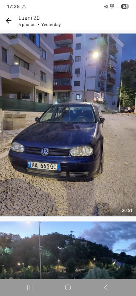 Tirane, shitet makine GOLF IV TDI Nafte, blu e errët manuale Klima 320.000 km 2.000 €